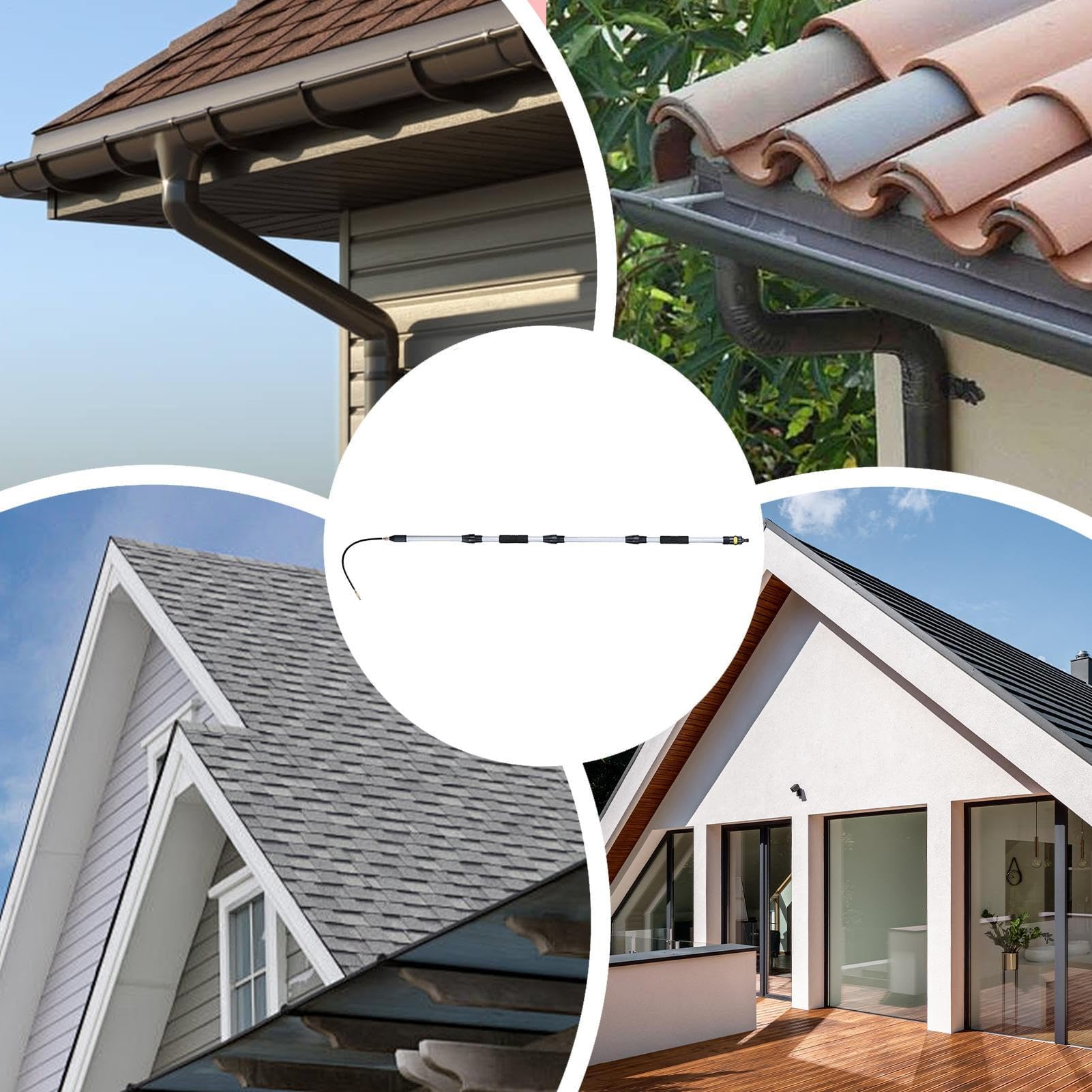 Herramienta Para Limpieza De Canalones Varilla de Limpieza Telescópica | Limpiador de Varilla de Extensión para Canalones de Tejado Para Casa Hojas Basura Ramitas Pisci