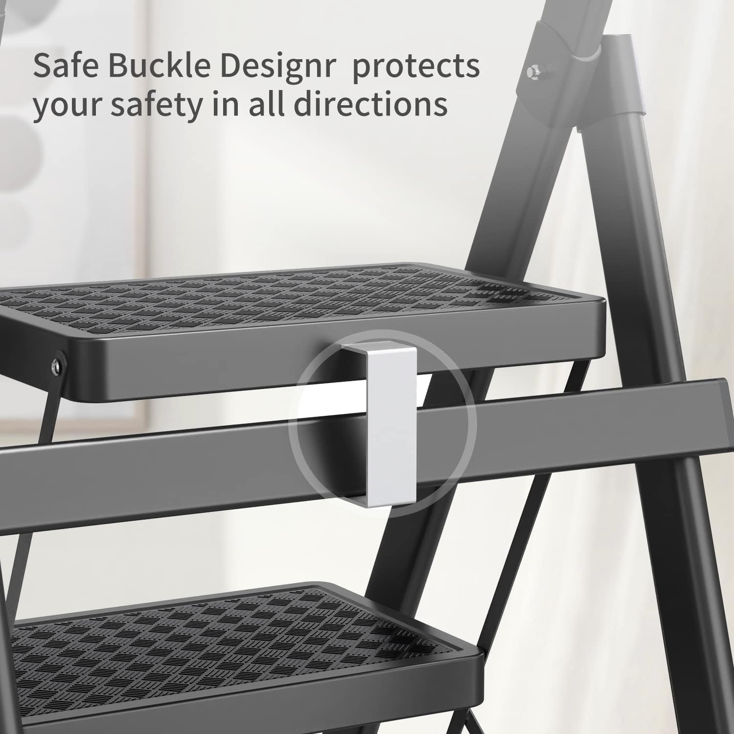 3 Step Ladder-Step Ladder 3 Step Folding-Folding Step Stool with Anti-Slip Wide Pedal & Convenient Handgrip-600lbs Sturdy Steel Step Ladder for Adult-Portable Step Stool for Home,Kitchen,Office