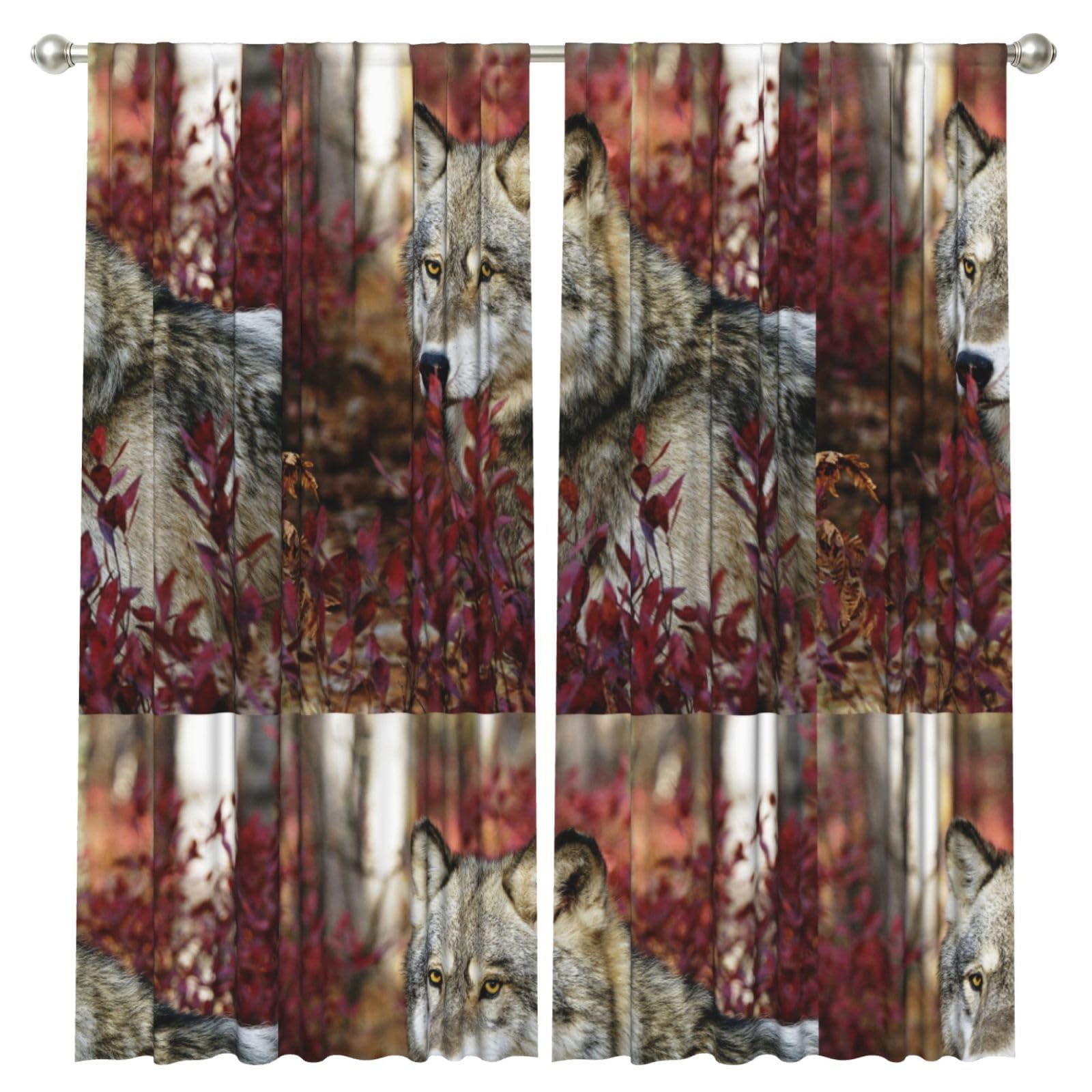 InOmak Wolf, 2 Panels Window Curtains 52 x 84 Inch Blackout Curtains for Living Room Bedroom