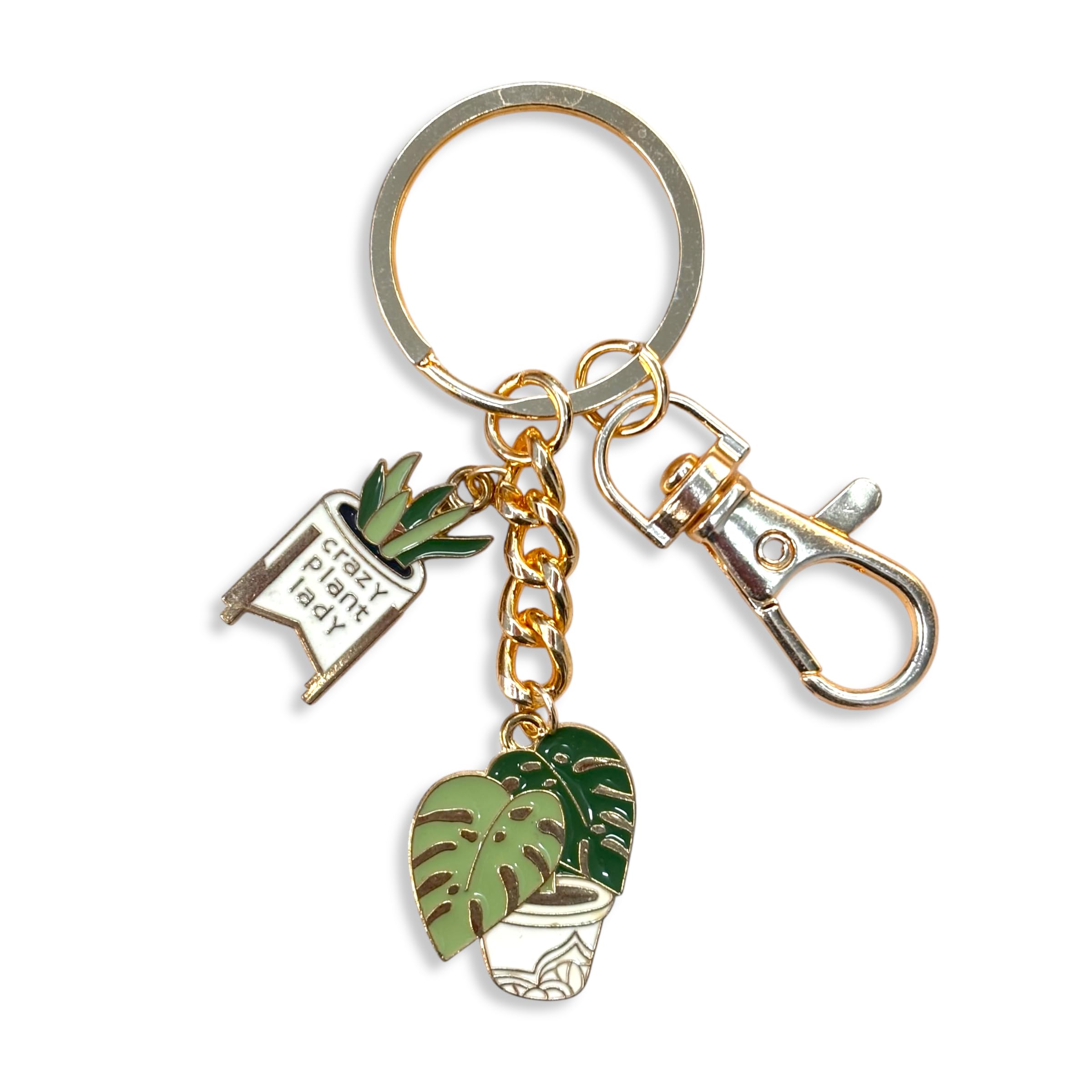 pradhan accessories Crazy Plant Lady & Monstera Plant Keychain for Women, Handcrafted, Aesthetic Metal Keychain for Gifting, Durable Anti-Tarnish Key Ring for Handbags, House, Car, Travel, Bike-picture-56