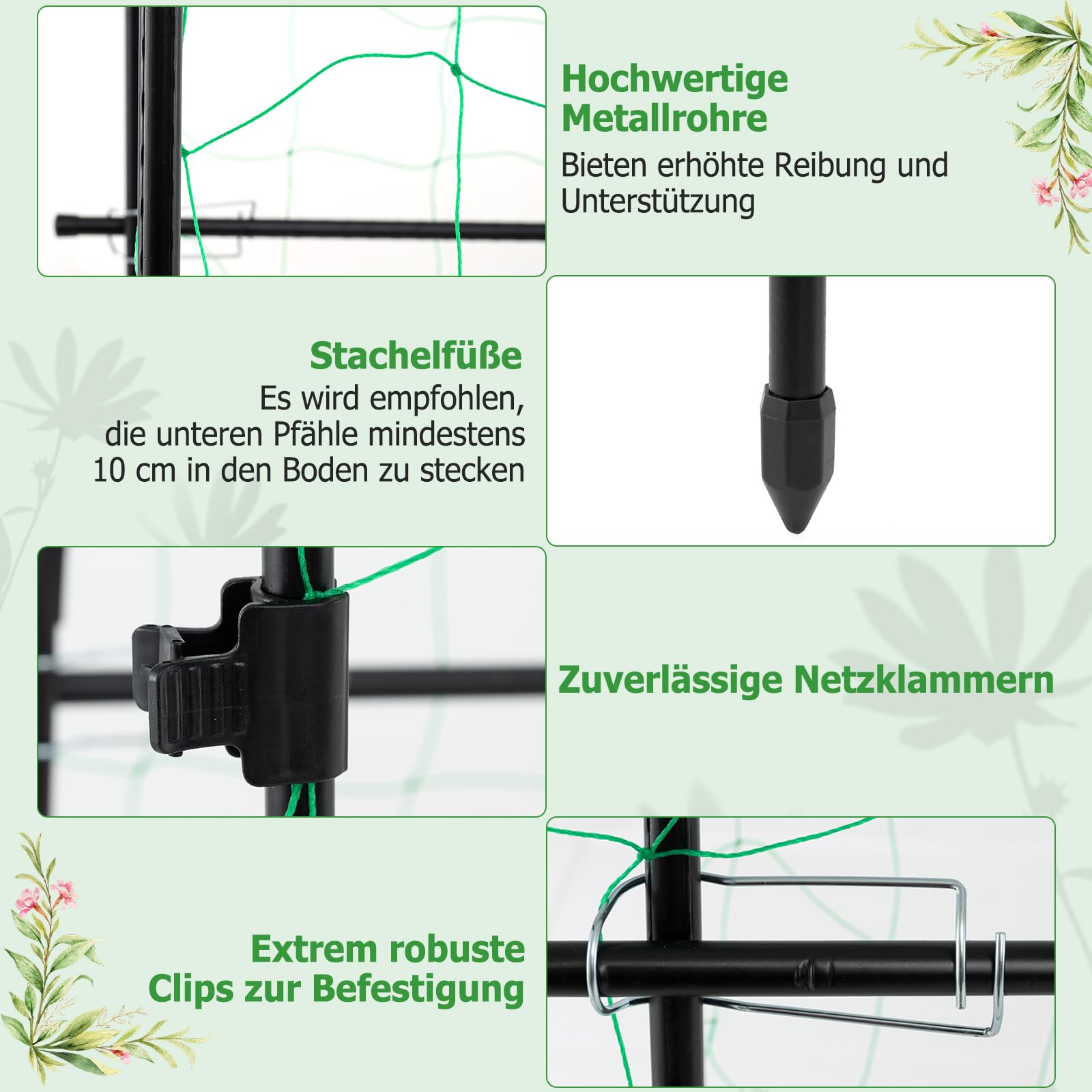 COSTWAY Zestaw podpórek do roślin pnących, regulowana szerokość, kratka dla roślin pnących, kwiatów, warzyw, pergola do roślin, czarna, 179 x 32-65 x 180 cm