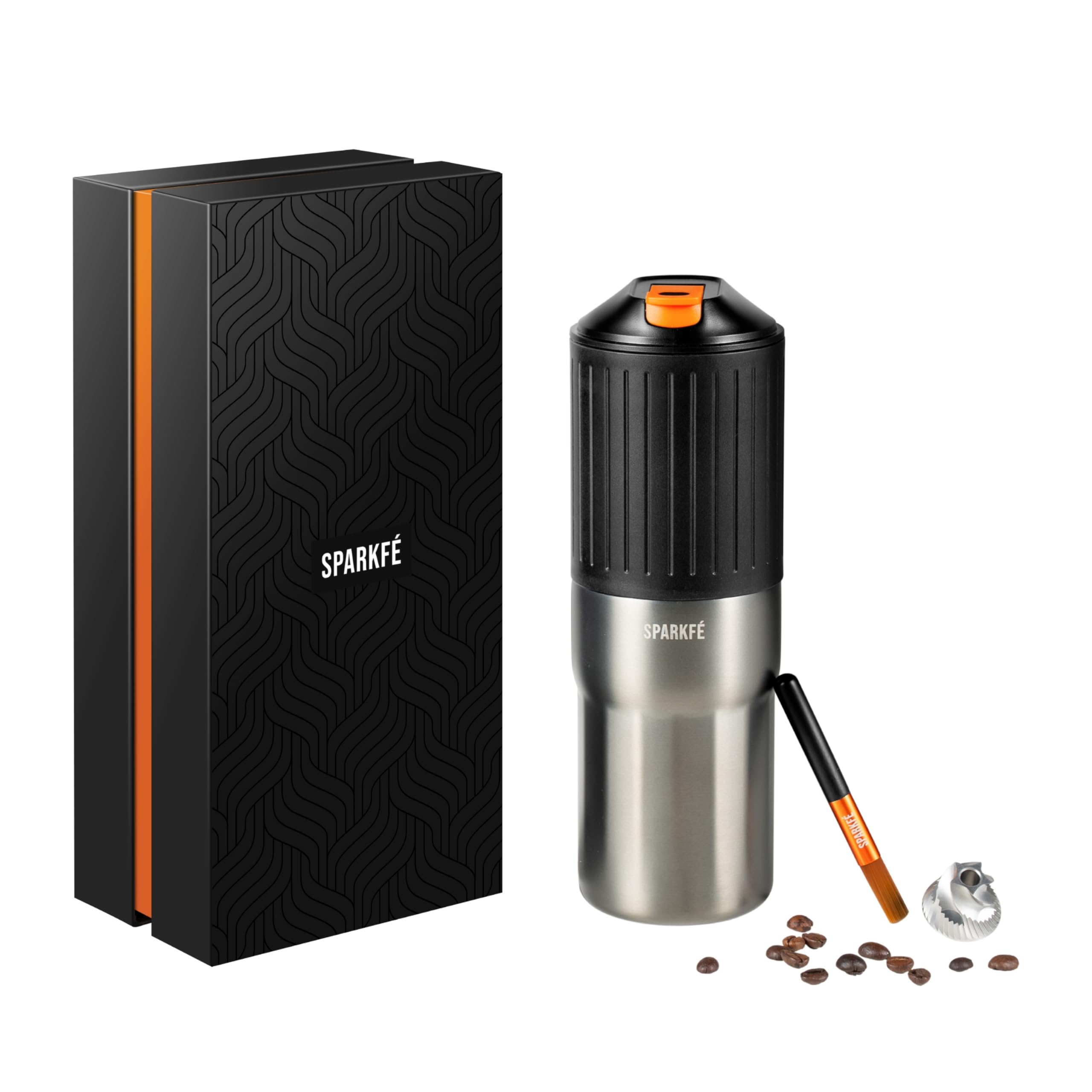 Portable Pour Over Coffee Maker, Rechargeable Electric Grinder with Stainless Steel Conical Burr, Integrated Hand Brew Kit with Stainless Steel Filter Dripper & Travel Mugs, for Camping, Outdoors
