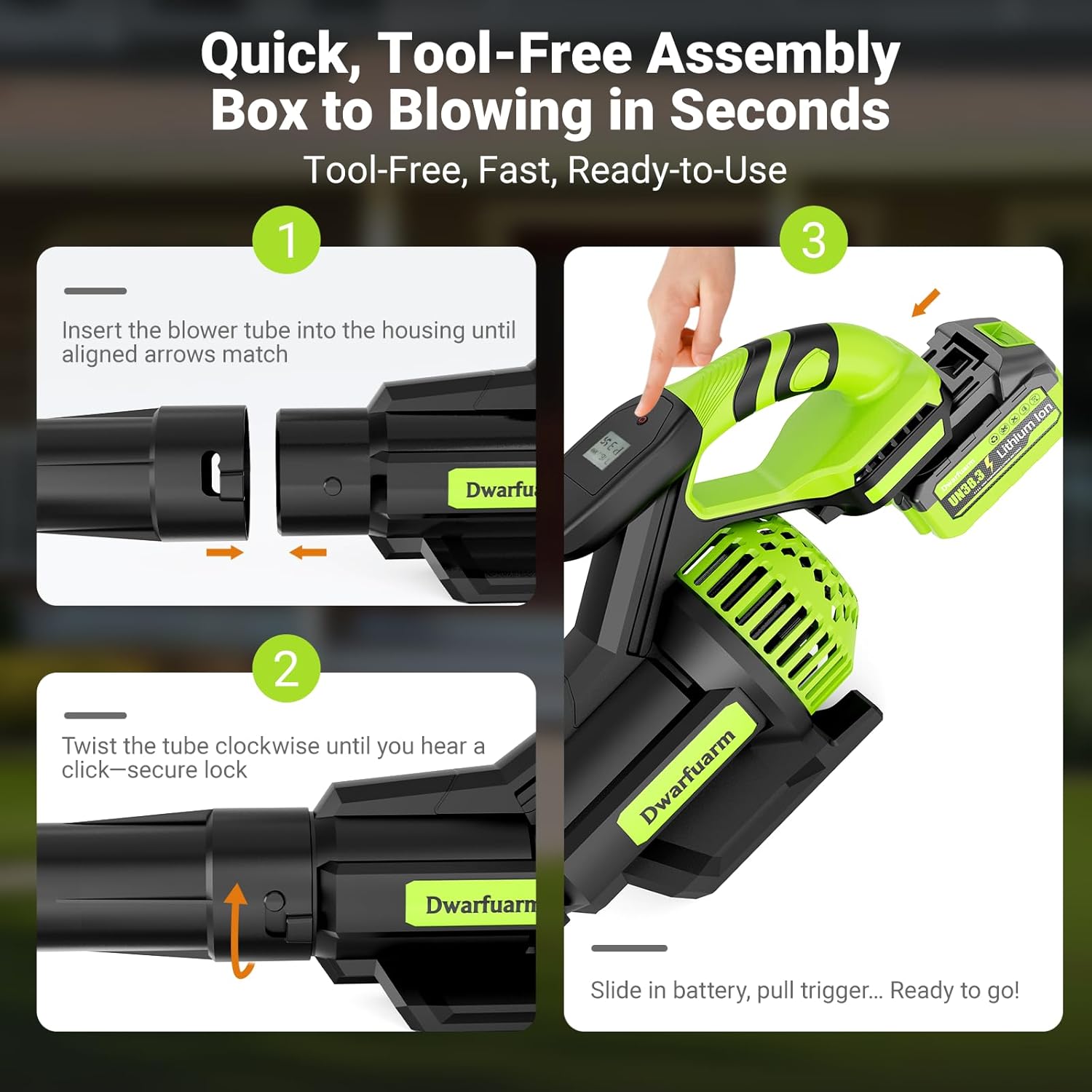 Cordless Leaf Blower with 715 CFM, 35,000 RPM Brushless Motor, Lightweight Electric Blower with LCD & 3-Speed Modes, Battery Powered with 2×4.0Ah Batteries & Charger for Lawn Care, Yard, Patio & Car - Image 8