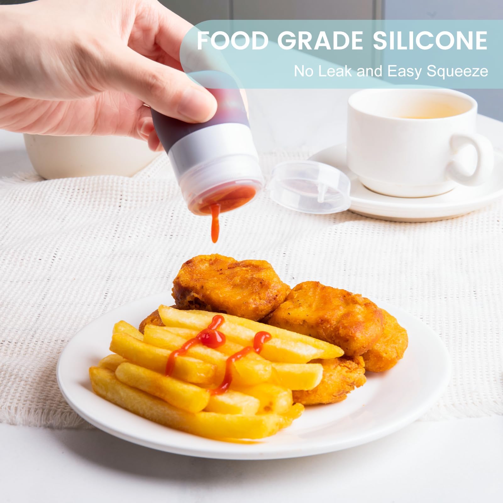 Mini bouteilles de ketchup, bouteilles compressibles en plastique pour condiments, sauce, vinaigrette, tomate, pour enfants, bureau, boîte à déjeuner, pique-nique, miel, vinaigrette