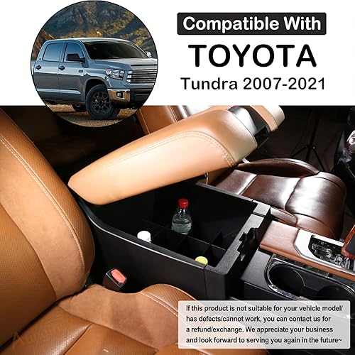 Miniatura 2 de Divisores de caja de almacenamiento para consola central de automóvil, compatible con Toyota Tundra 2007-2021, bandeja organizadora de consola