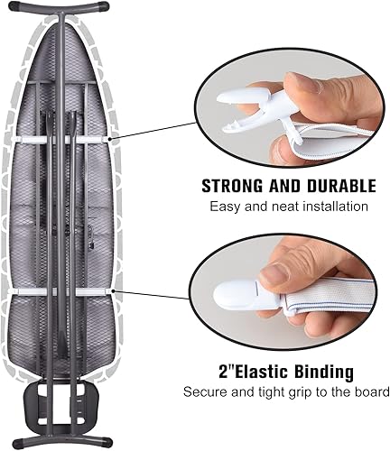 Miniatura 4 de Funda y almohadilla para tabla de planchar, tamaño estándar de 12 x 42 pulgadas, funda de repuesto para tabla de hierro de 4 capas extra gruesa,
