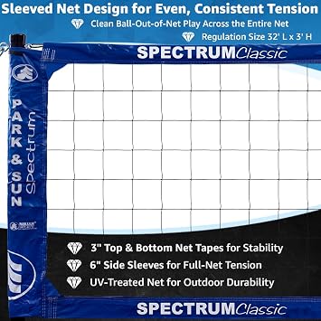 Park & Sun Sports Spectrum Classic: Adjustable Professional Outdoor Volleyball Net System