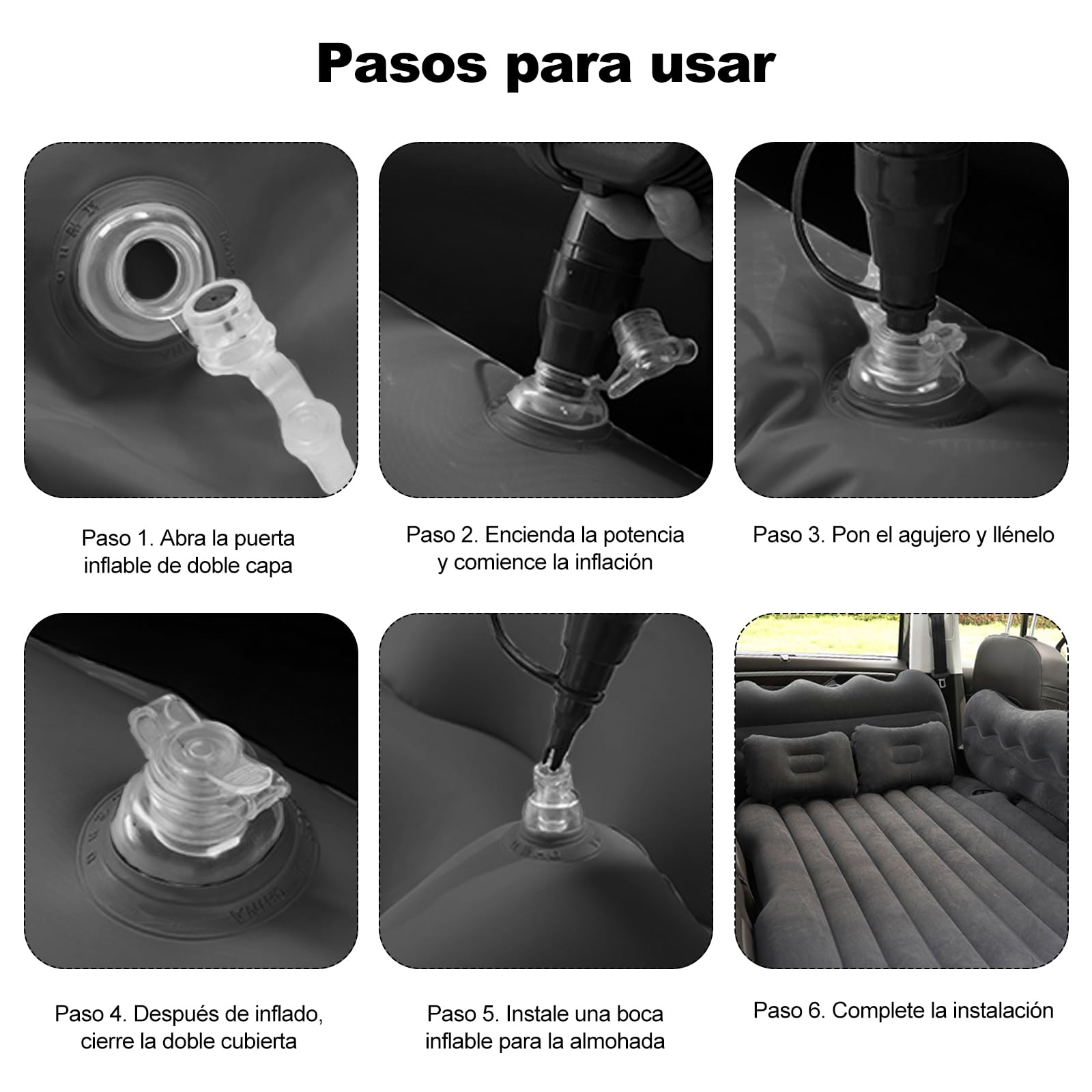 Ergocar Colchon Coche SUV MPV Sofá Inflable Portátil Bomba de Aire Eléctrica Plegable Doble Cama Colchones de Aire para Coche Camping para Viajes al Aire Libre, Piscina, Playa