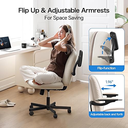 Miniatura 4 de LEAGOO Silla de oficina en casa con reposabrazos (PU-Leather con pies negros1)