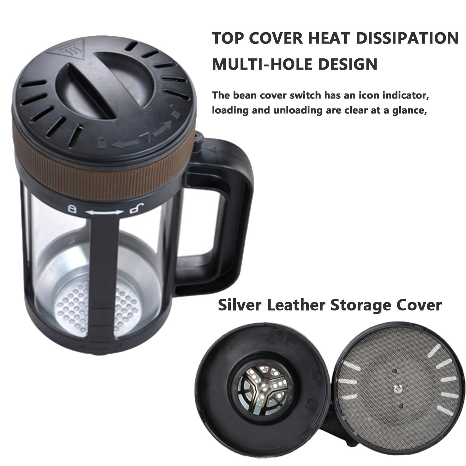 Tostatrice per Chicchi Di Caffè Da 2200 W per La Casa, Con Manopola Regolabile E Filtro in Pelle Argentata, Temperatura Massima 240 ℃, Adatta per La Cottura Dei Chicchi Di Caffè