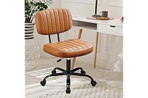 Leather Computer Stool, Lumbar Support Home Office Chair