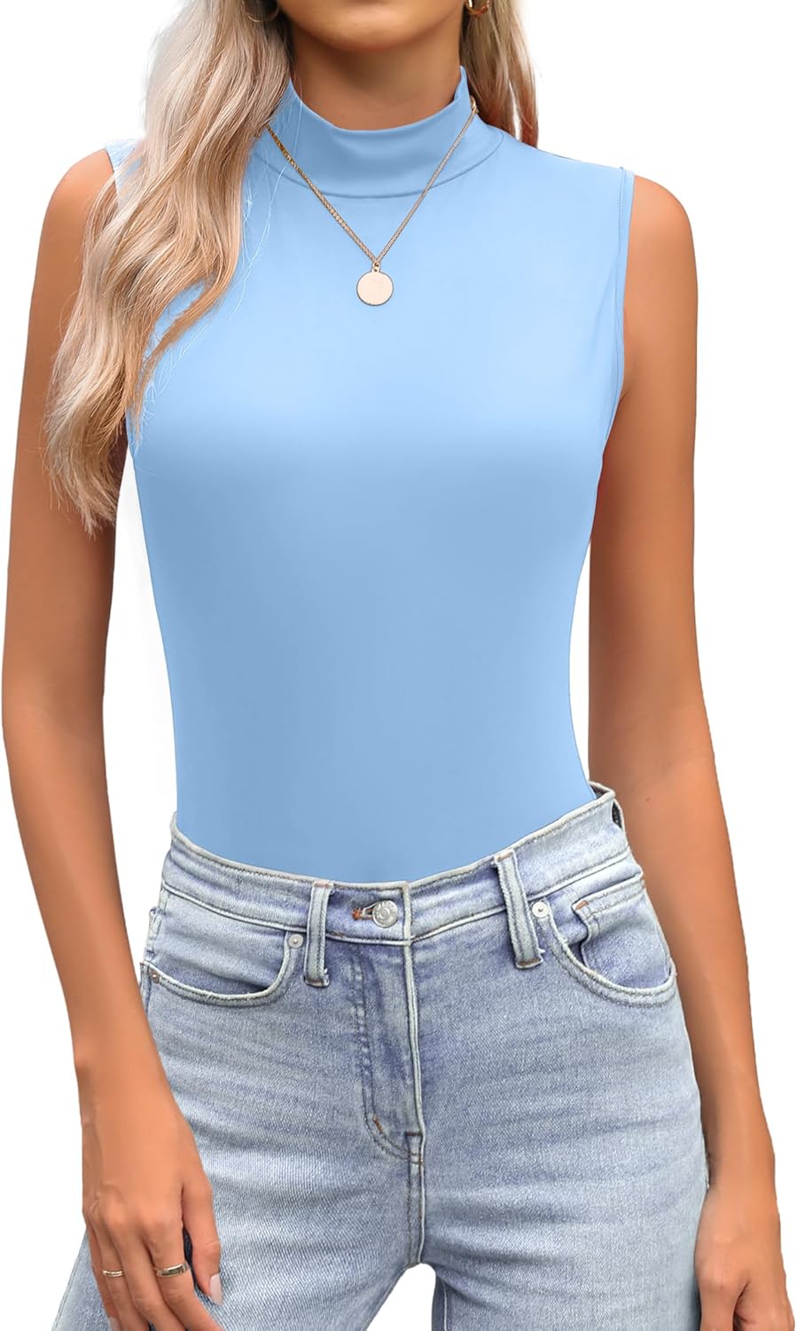 Zeagoo Womens Mock Turtleneck Tank Tops 2026 Slim Fitted Sleeveless Top Stretchy Basic Casual Layer Tee Shirts