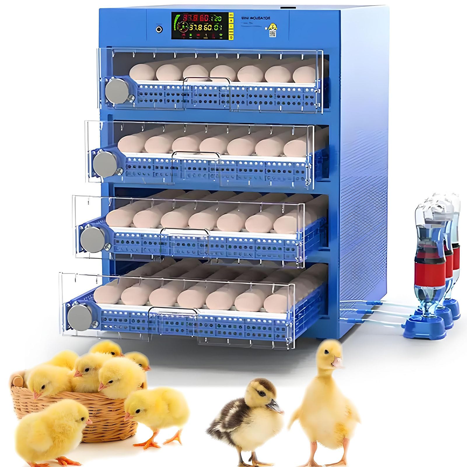 SHENGSHIYU General Purpose Incubators,Full-Automaatic Incubator for Chicken Eggs,3-in-1 Function: Incubation,Hatching and Brooding,Adjustable Spacing Roller,Automatic Egg Turning 4Layers