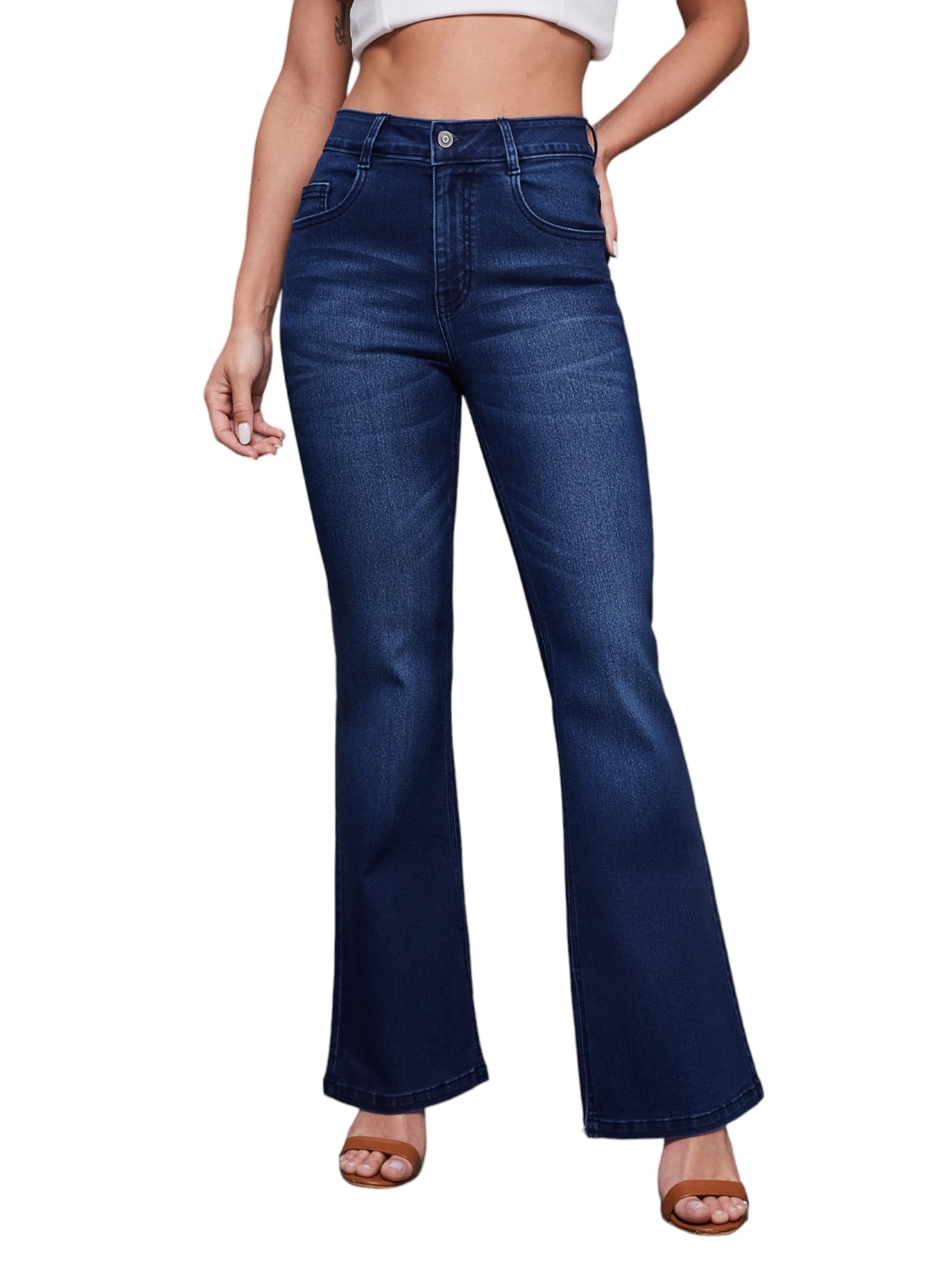 Miss ChaseWomen's High-Rise Clean-Look Regular-Length Denim Jeans-image-0