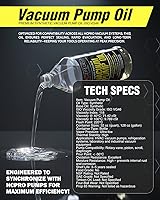 Vista 6 de HCPRO HCVPO128 - Aceite de bomba de vacío súper premium, aceite de refrigeración sintético universal de 1 galón, fórmula sin nebulización para un