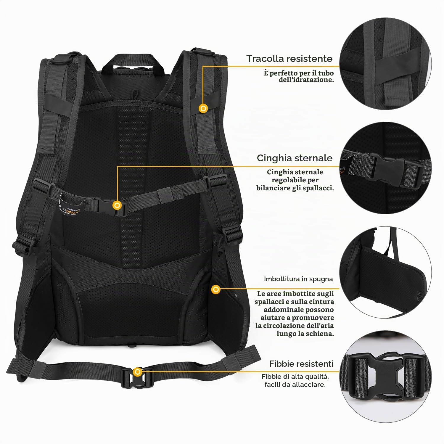 Mardingtop Molle, zaino militare da 40 l, zaino tattico per esterni, zaino in cordura, per escursioni, alpinismo, sopravvivenza