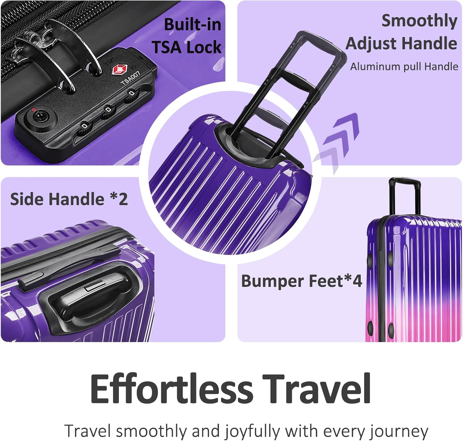 Carry on 20inch Luggage with Spinner Wheels, Lightweight PC+ABS Hard Shell Suitcases, Expandbale Storage & TSA Aprovel Lock - Image 5