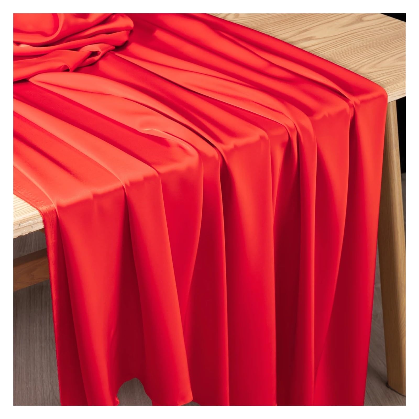 Satin Fabric Double Faced Acetate Satin Fabric Luxury Silk Like Bridal Wedding Dress Cheongsam Evening Gown for Craft(Red)