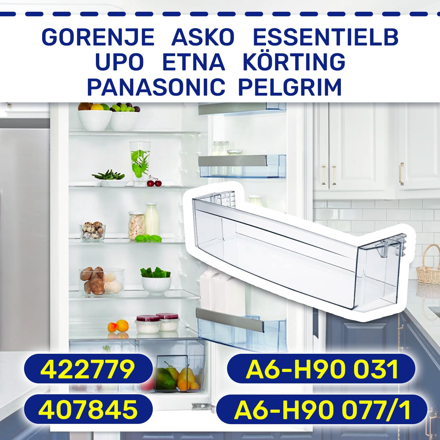 Balconnet pour Porte Bouteille Frigo 457 x 110 x 90 mm 407845 pour Gorenje | 422779 A6-H90 031 A6-H90 077/1 pour Asko pour Panasonic - MADE IN EU - Garantie de 10 Ans - MONTERAL