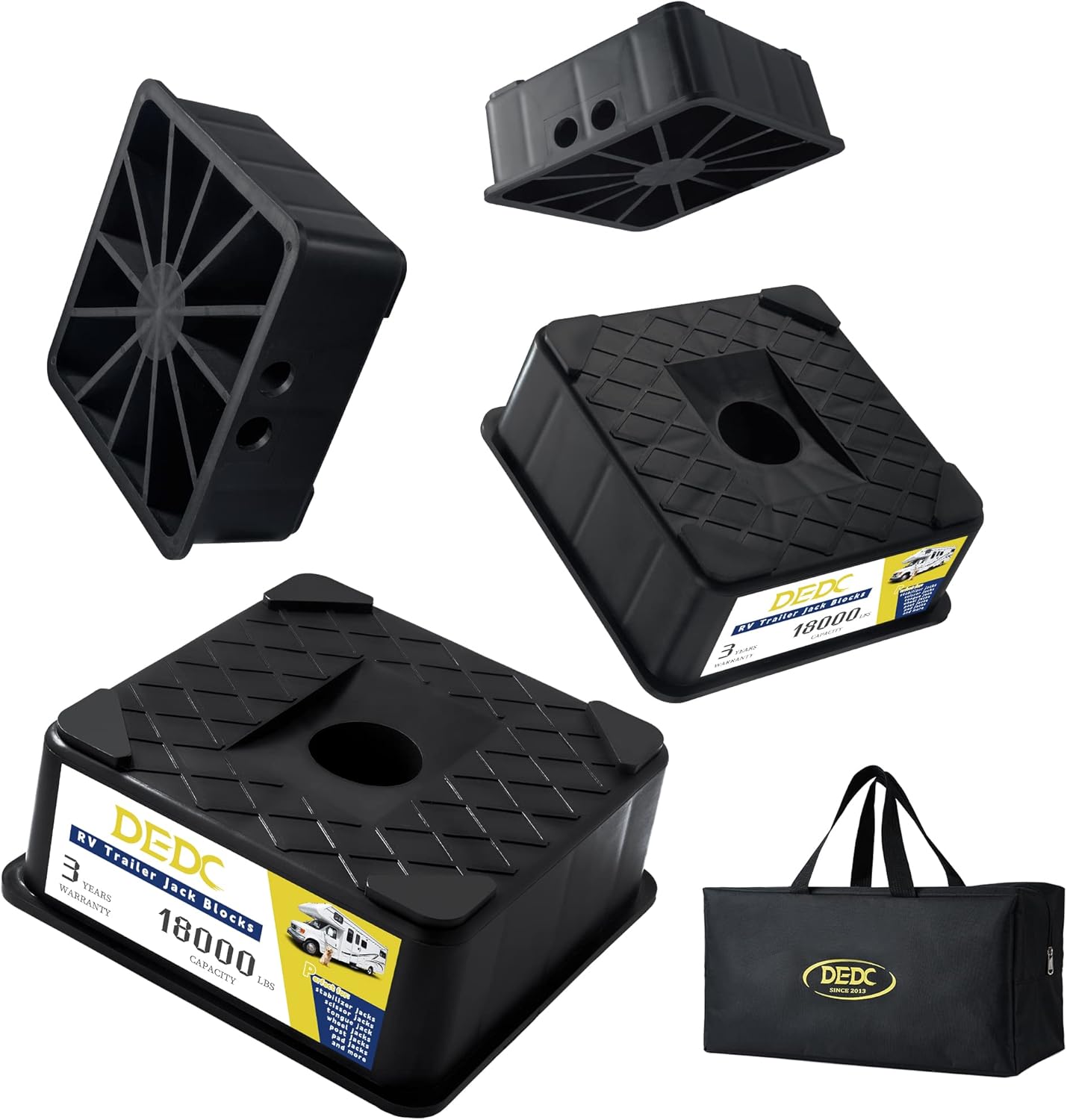 DEDC 4PCS RV Trailer Jack Blocks Stabilizer Leveling Blocks