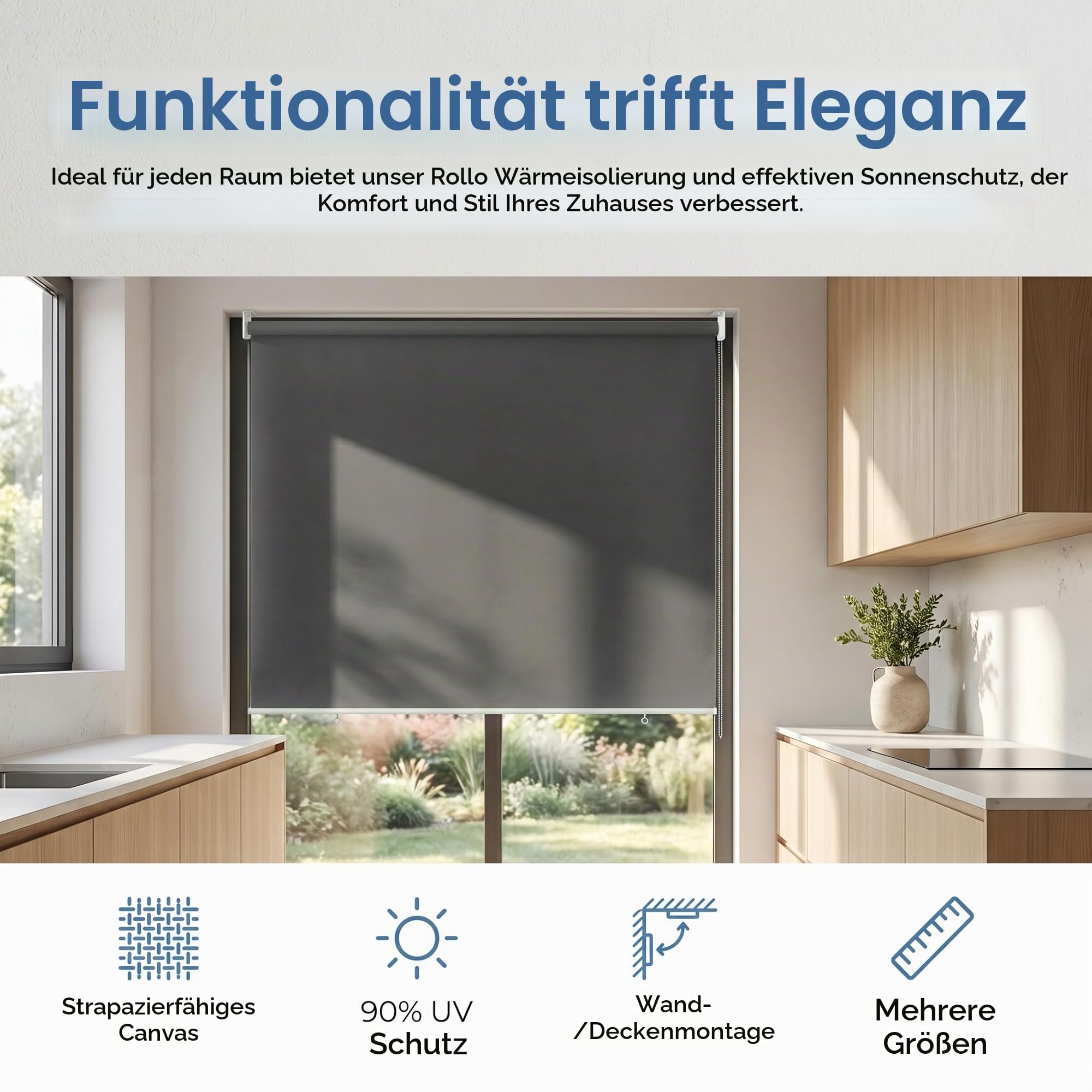 YRHome Senkrechtmarkise Außenrollo Balkonmarkise Vertikalmarkise, Beschattung Sichtschutz für Balkon Terrasse 182,5 x 142,5 cm Anthracite