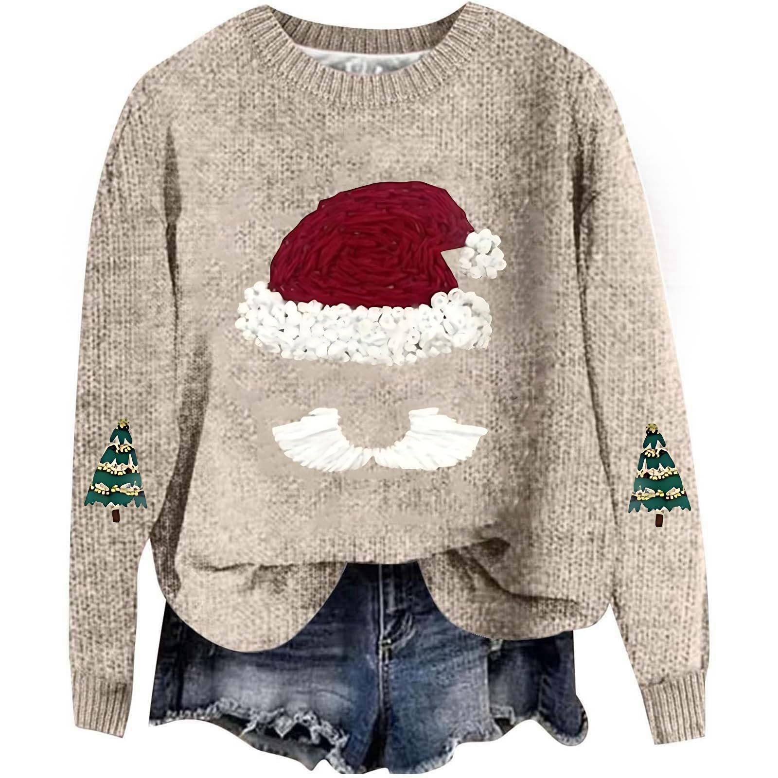 Jersey de Navidad para mujer ideal como regalo de reyes magos en tono beige 5