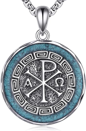 Amazon.com: URONE Chi Rho Necklace 925 Sterling Silver Chi Rho Alpha ...