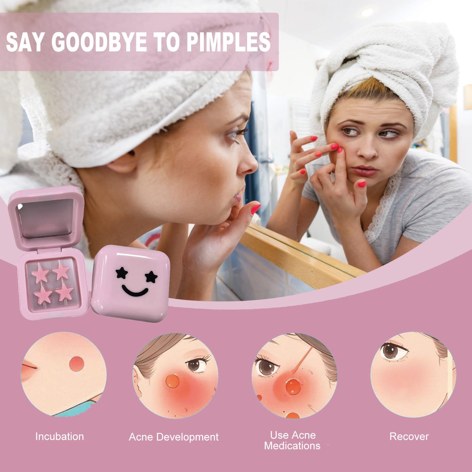 32 Pcs Hydrocolloid Pimple Patches, Cute Star Shaped Acne Zit Covers - Image 4