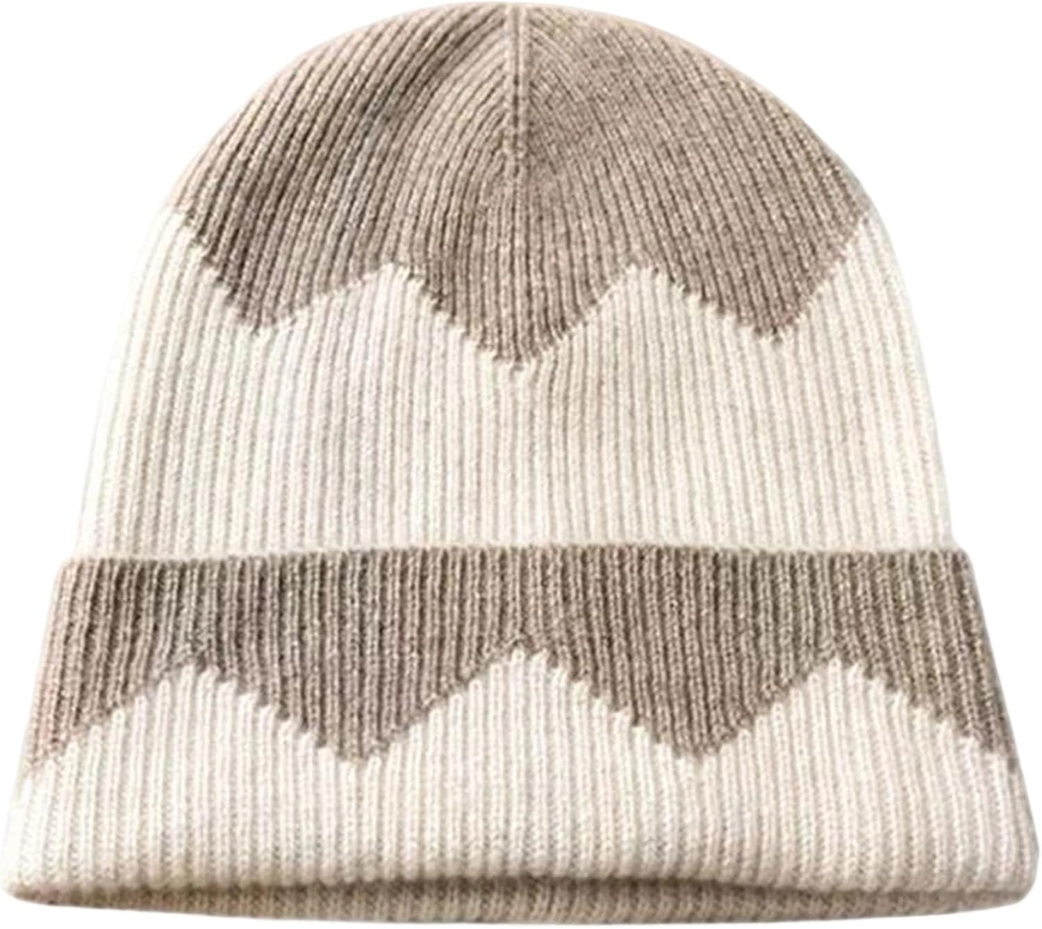 Women's Slouchy Casual Knitted Beanies Men's Color Block Soft Warm Winter Cold Weather Skull Cap Stretchy Hat