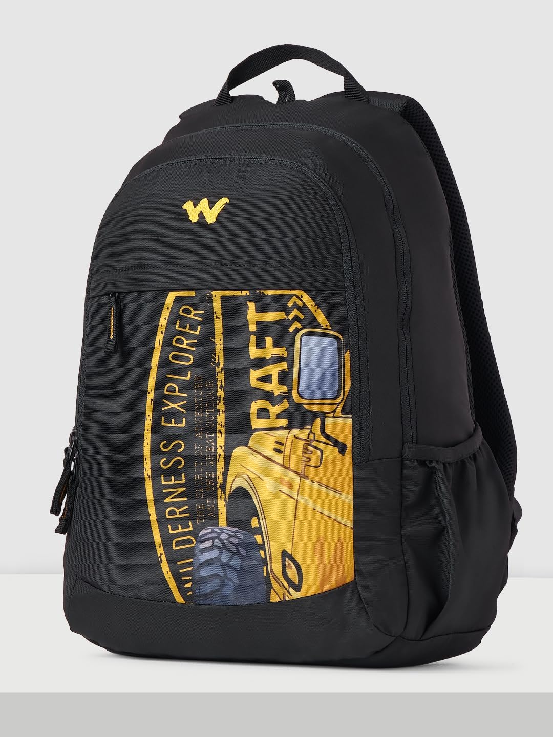 Wildcraft 4x4 Off Road 32L Laptop Backpack for Men & Women Fits 15.6 inch Laptop Padded Shoulder Straps, Multi Compartments, Anti-Theft Zippers College & Office Bag M Black