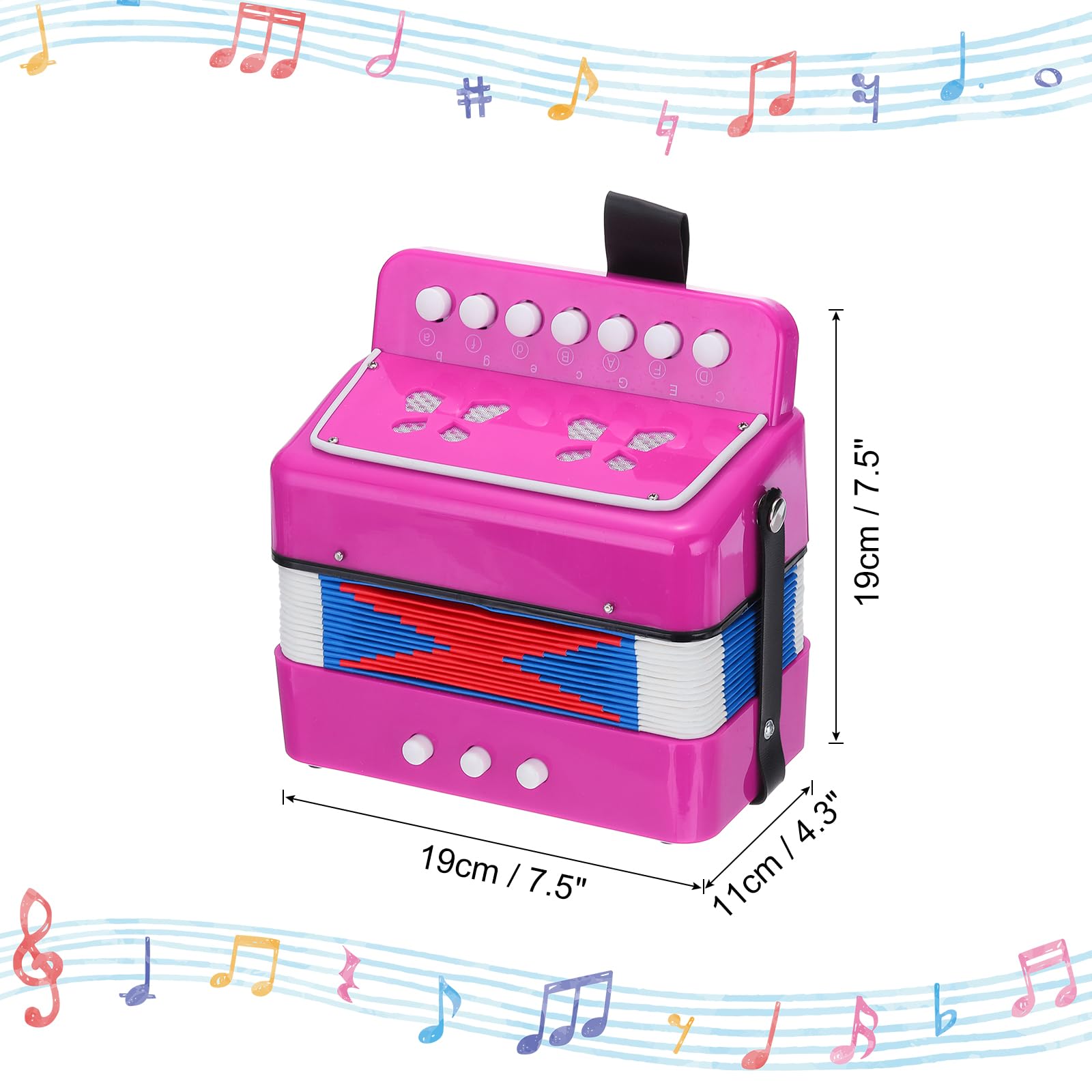 QUARKZMAN Accordéon 10 Touches Mini Instrument de Musique Cadeaux pour Adultes Débutants Éducatif, Rouge Rose