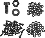 MECCANIXITY 15 Set M6x20mm Nylon PA66 Plastic Cross Round Head Screw Phillips Bolts Hex Nuts Flat Washers Assortment Kit, Metric Full Thread Bolt Fasteners for DIY Machine Assembly, Black