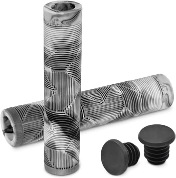 Marque MTB BMX Scooter Grips - Handlebar Bicycle Grips for Flat Straight Bars Like BMX, MTB, Scooter; Rubber Non-Slip Grip to Match Any Bike or Scooter