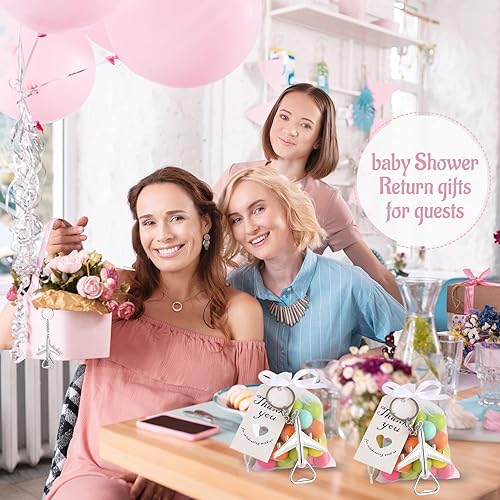 Miniatura 8 de 50 llaveros para abrebotellas de avión para regalos de boda o despedida de soltera, regalos, recuerdos para invitados (plateado)