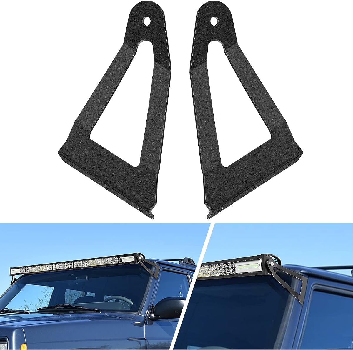 Nilight 2PCS 50" Curved LED Light Bar Mount Bracket Jeep XJ MJ 1984-2001 | Upper Windshield Cab Roof Mount for 1984-2001 Jeep Cherokee XJ 1986-1992 Comanche MJ