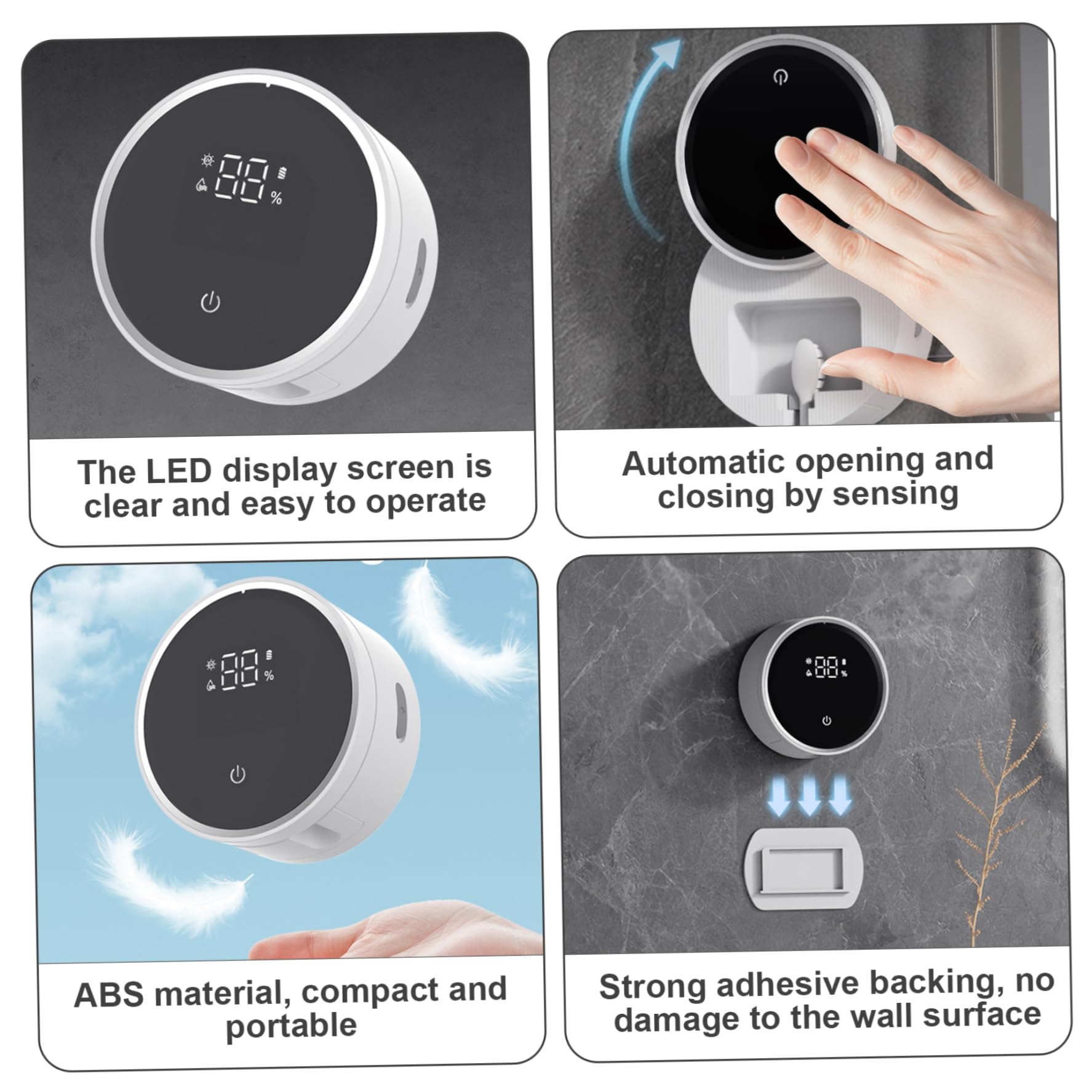 Soporte Inteligente para cepillos de Dientes UV, Limpiador de cepillos de Dientes eléctrico montado en la Pared con Secado automático, Pantalla LED, Sensor de Movimiento.