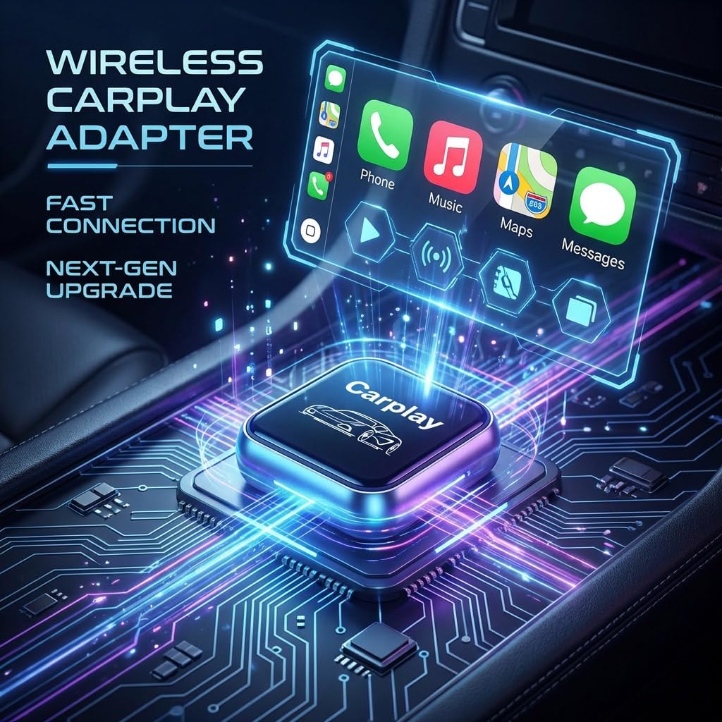 2026 Upgraded Wireless CarPlay Adapter for Apple iPhone, Plug and Play, Fast Auto-Connect, Realtek 8730E Chip Stable & No Latency, Wired to Wireless Adapter with USB-A/Type-C Port Gray-CT (CT106)