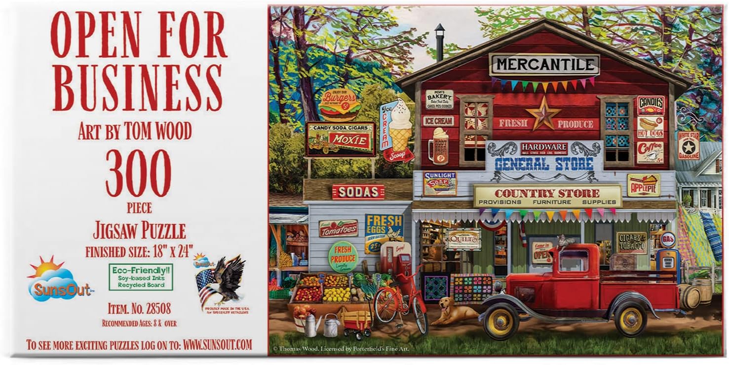 SUNSOUT INC - Open for Business - 300 pc Jigsaw Puzzle by Artist: Tom Wood - Finished Size 18" x 24" - MPN# 28508