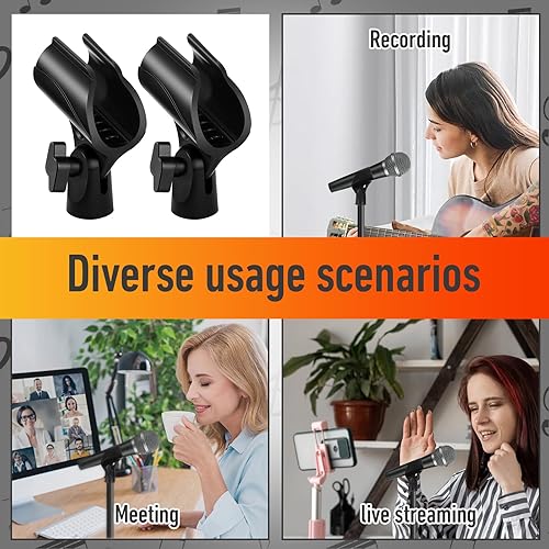 Miniatura 7 de 2 soportes para micrófono, soporte universal para micrófono, clip de micrófono ajustable, soporte de micrófono para soporte de micrófono, clip de
