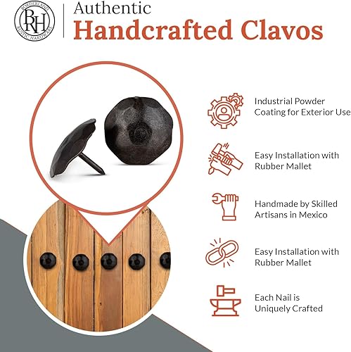 Miniatura 61 de 100 Pack 1" Small Round Head Iron Clavos Decorative Nails – Sealed Unfinished – Handmade Rustic Round Fasteners for Farmhouse Shutter, Faux Wood