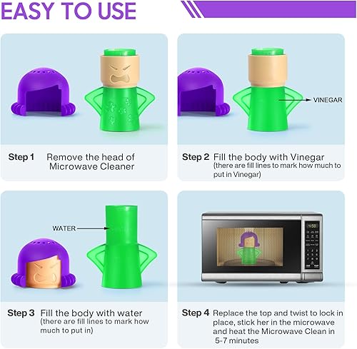 Miniatura 8 de Spardar Angry Mama Limpiador de vapor para horno de microondas, limpiador de microondas que desinfecta con vinagre y agua para cocinas, la forma