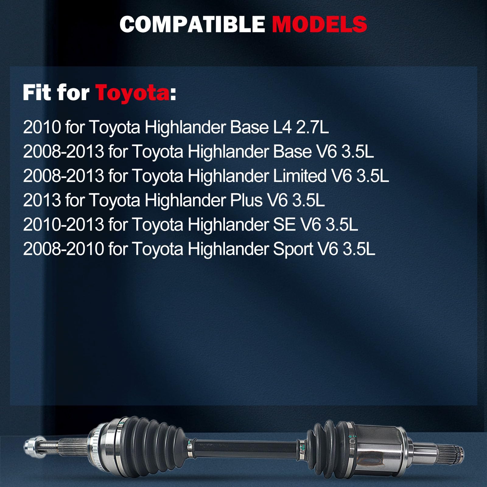 Amazon.com: cciyu NCV69168 CV Axle Shaft Assembly Fit For Toyota