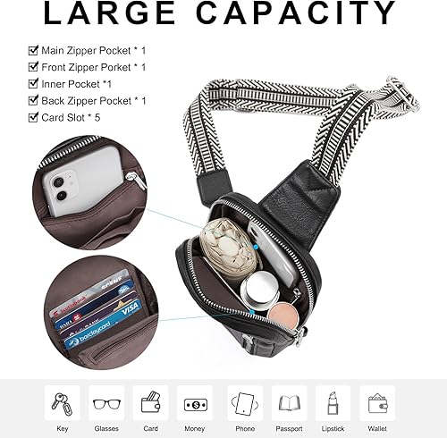 Miniatura 3 de CLUCI Riñonera pequeña para mujer, de cuero vegano, bolsa cruzada en el pecho, a la moda, riñonera para mujer