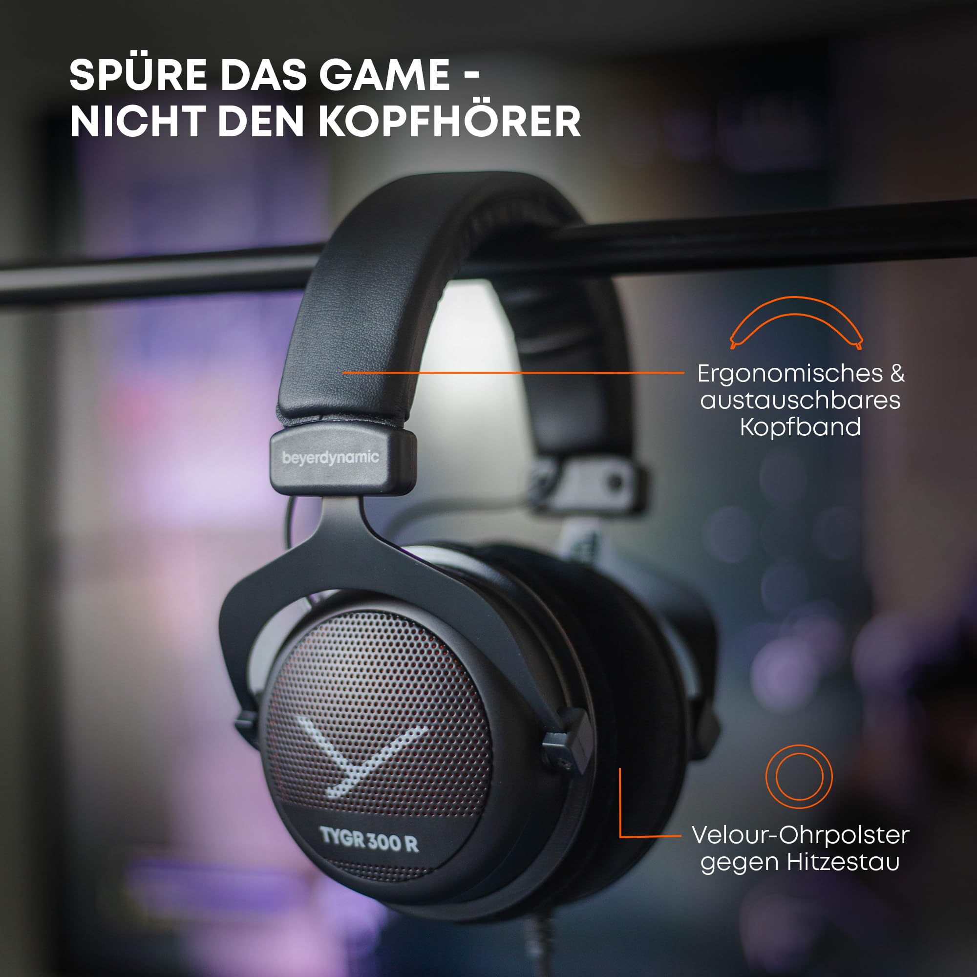 beyerdynamic TYGR 300 R Kopfhörer, offener Gaming-Kopfhörer, kabelgebunden, schwarz, geeignet für PS5 Konsole, PC, Xbox, Nintendo