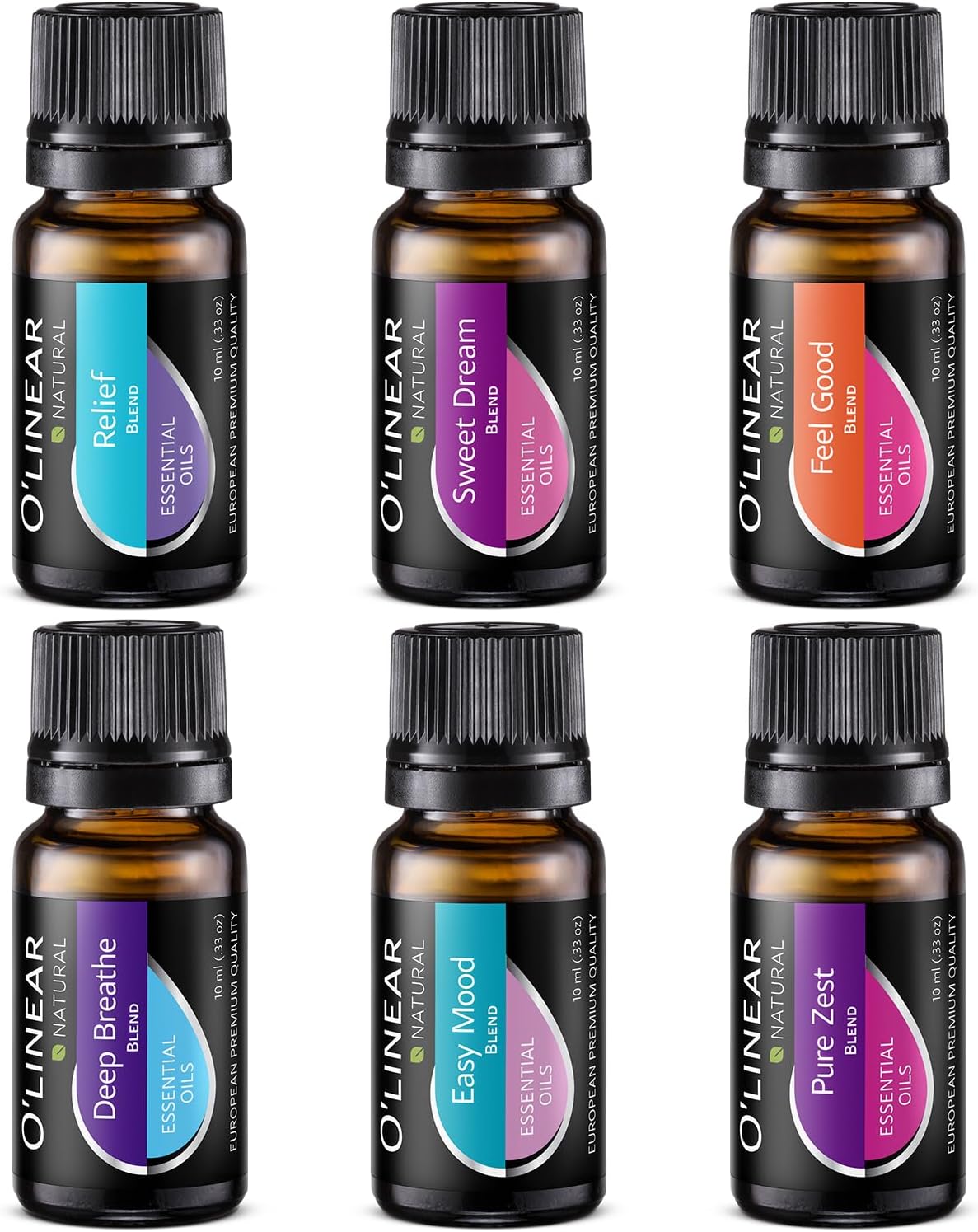 Top 6 Blends Essential Oils Set - Aromatherapy Diffuser Blends Oils for Sleep, Mood, Breathe, Muscle Relief, Temptation, Feel Good, Anxiety Relief