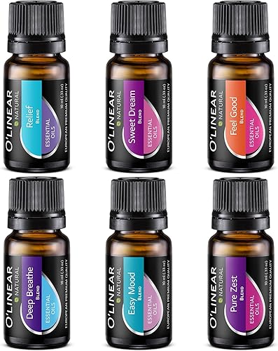O'linear Juego de 6 mezclas de aceites esenciales, perfecto para humidificadores y difusores, difusor de aromaterapia, aceites esenciales para uso