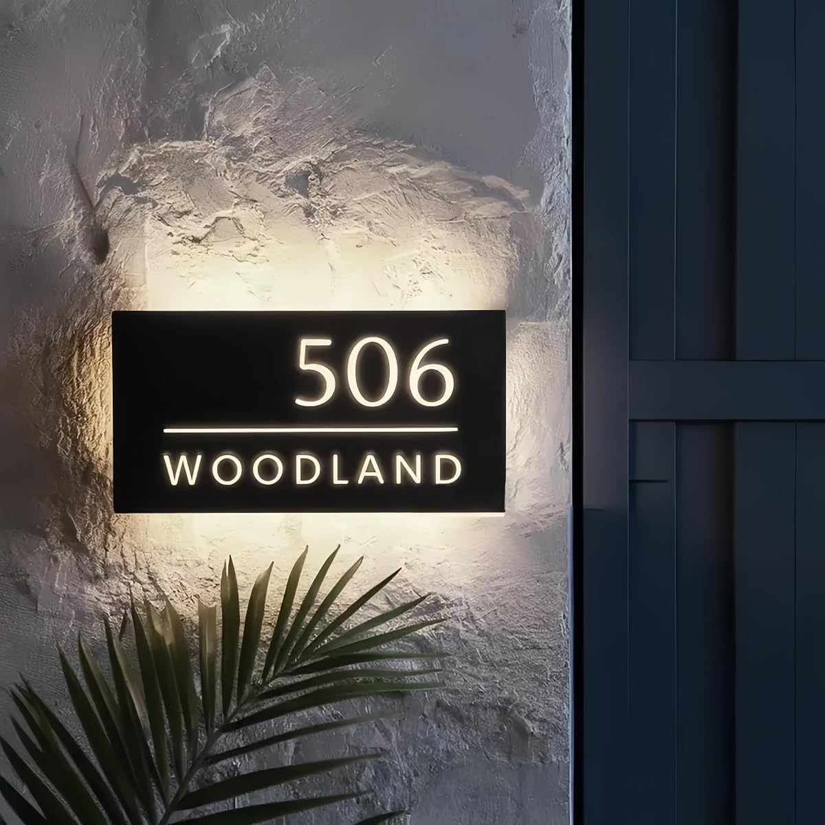 Shengbeidz One Color Custom Led Backlit House Numbers, Illuminated Address Plaque, Personalized Led Door Sign, Weatherproof Modern House Number For Yard And Garage‌(20X40 Cm)