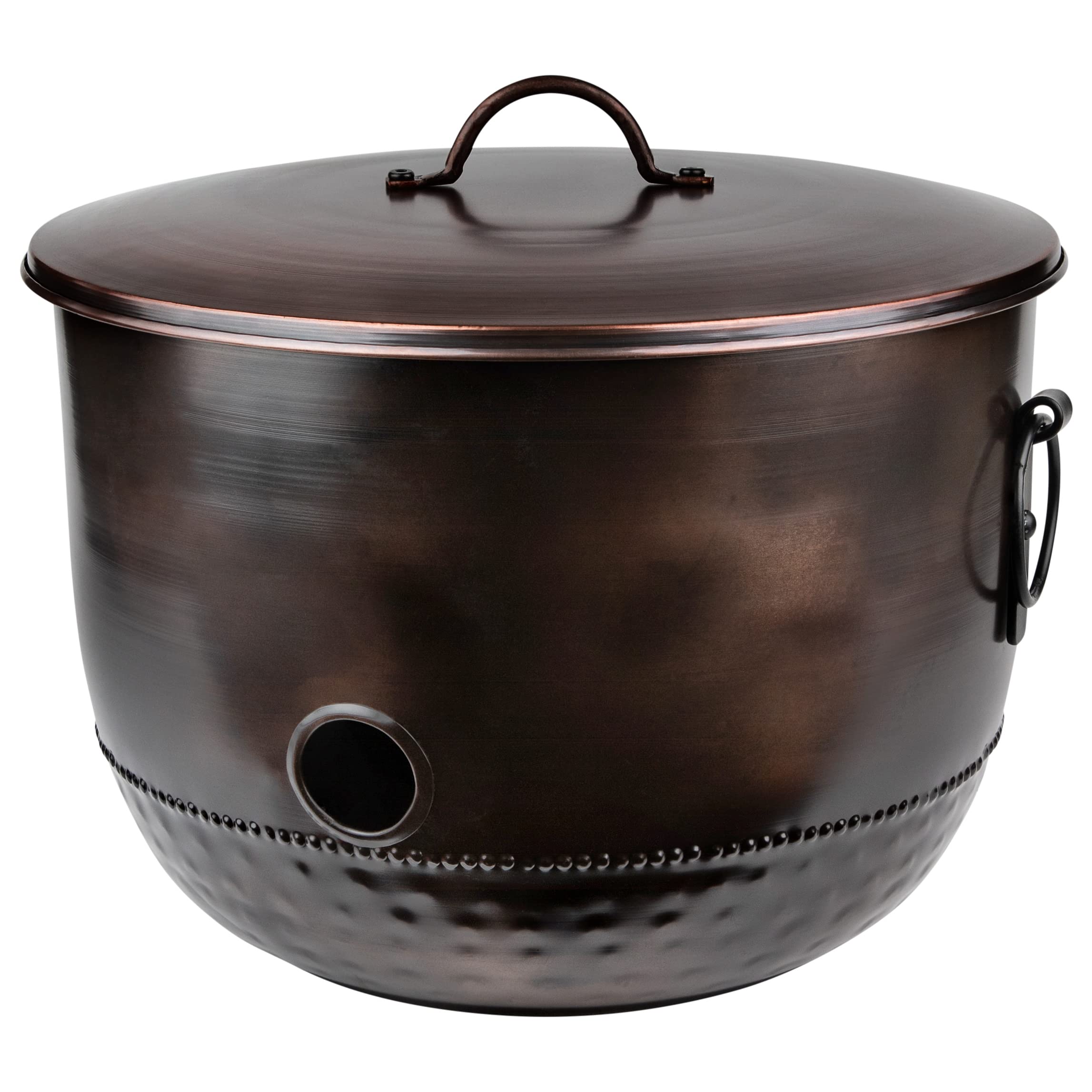 LifeSmart Garden Hose Holder Pot Storage with Lid 16x16x11.5" for Yard, Indoor & Outdoor Use - Water Hose Container, Handmade, Bronzed Mocha Simple