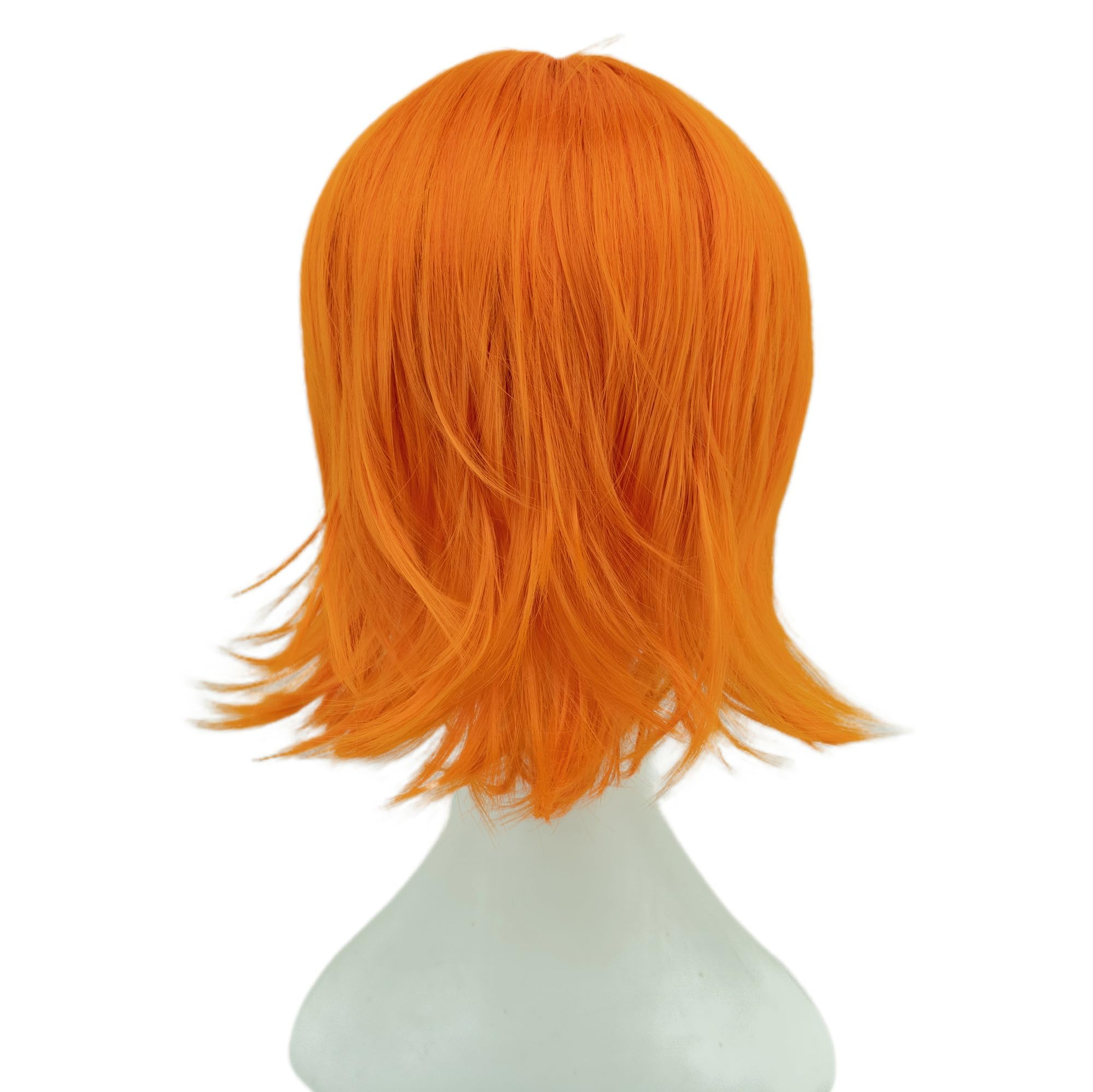 IMISSU Unisex Short Hair Party Wig with Bangs Halloween Costume Wigs (Bright Orange) - Image 3
