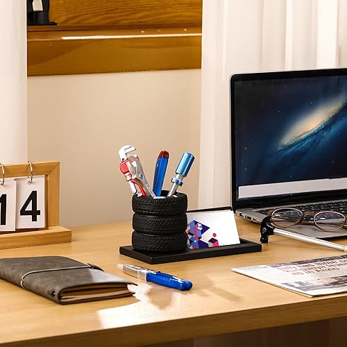 Miniatura 4 de Juego de 7 bolígrafos de herramientas novedosas con forma de neumático, portatarjetas de visita, llaves inglesas, regalo de Navidad, divertido